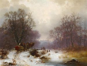 Schneelandschaft An Der Isar by Heinrich Hofer