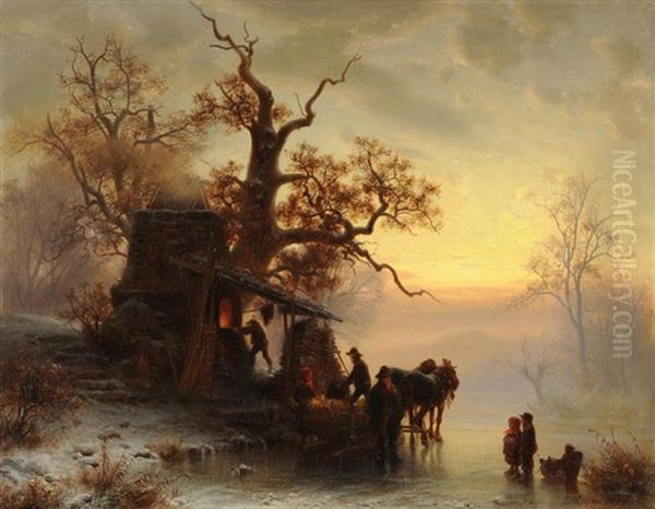 Aufbruch Der Bauern In Winterlicher Landschaft - view 1