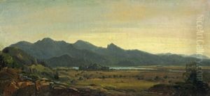 Voralpenlandschaft Mit See by Heinrich Hofer