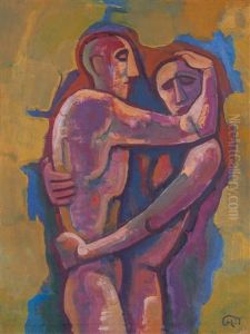 Ringende Manner by Karl Hofer
