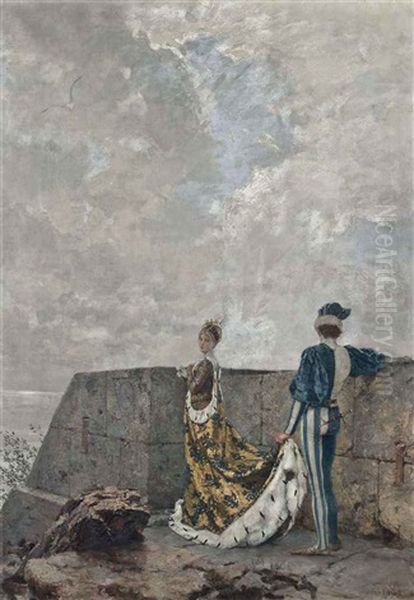 A Courtier Attending To A Princess On The Castle Walls - view 1