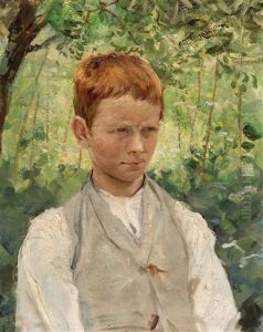 Portrait Of A Red-haired Boy In A Garden