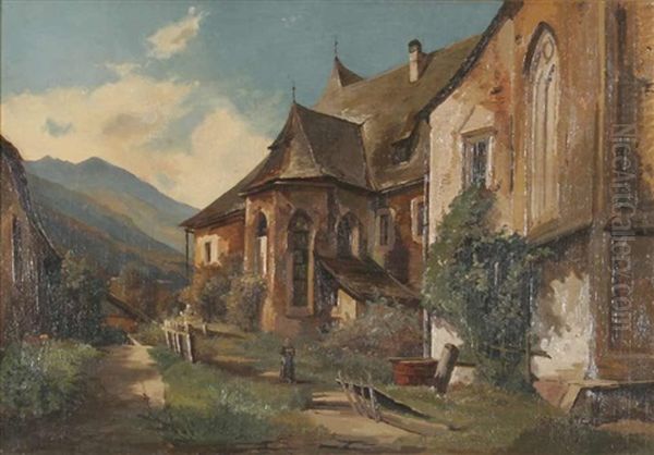 Kloster In Tirol, Im Hintergrund Die Alpen - view 1