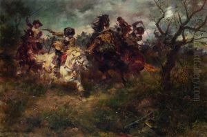 Fight On Horseback by Anton Hoffmann