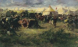 Mittelalterliches Feldlager Im Sonnigen Licht by Anton Hoffmann