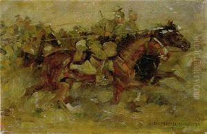 Galoppierende Soldaten Im Feld by Anton Hoffmann