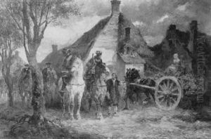 Soldaten In Einem Dorf by Anton Hoffmann