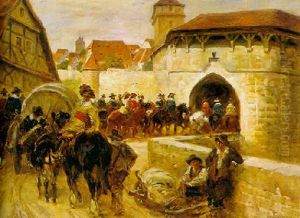 Szene Aus Dem 30-jahrigen Krieg: Einzug Einer Heerschar (rothenburg?) by Anton Hoffmann