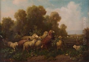 Schafer Mit Seiner Herde by Carl Heinrich Hoffmann