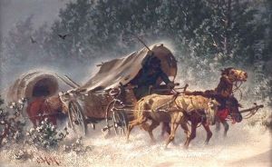 Zigeunerfuhrwerk Im Schneesturm by Carl Heinrich Hoffmann