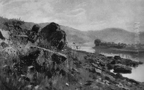 Fluslandschaft Mit Felsufer - view 1