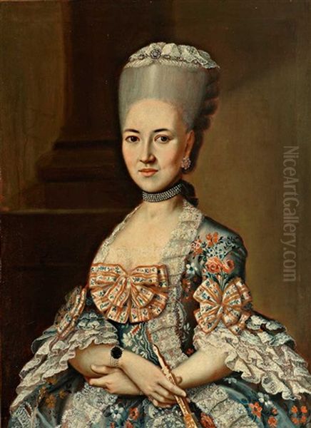 Portrait Einer Vornehmen Jungen Frau Im Prachtigen Habit Der Zeit - view 1