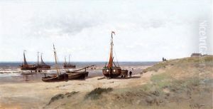 Bomschuiten Op Het Strand by George Johannes (Jan) Hoffmann