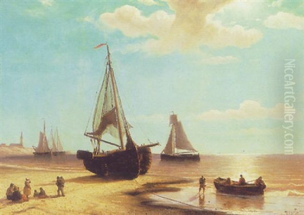 Fisherfolk With Their Boats On The Beach - view 1