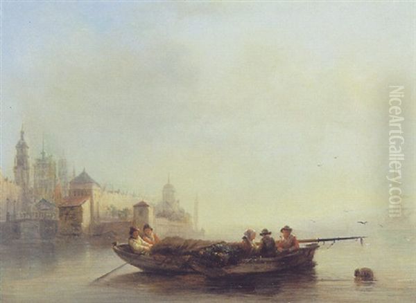 Boat Near An Italianate Town - view 1