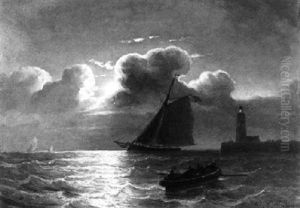 Ships Near The Coast by George Johannes (Jan) Hoffmann