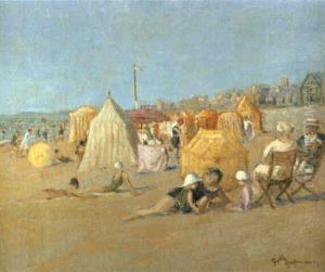 L'apres-midi Sur La Plage De Carolles by George Johannes (Jan) Hoffmann