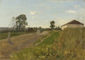 Landstrase Mit Pferdekutsche by Oskar Adolfowitsch Hoffmann