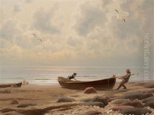 Fishermen On The Coast by Oskar Adolfowitsch Hoffmann
