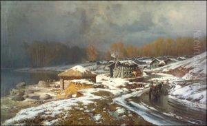 Kyla Joen Rannalla by Oskar Adolfowitsch Hoffmann