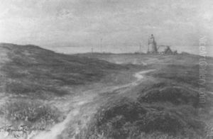 Coastal Landscape With Lighthouse by Franz Hoffmann-Fallersleben