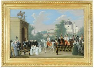 Museale Bilderuhr Triumphzug Franz I. Nach Seinem Sieg Uber Napoleon by Carl Ludwig Hoffmeister
