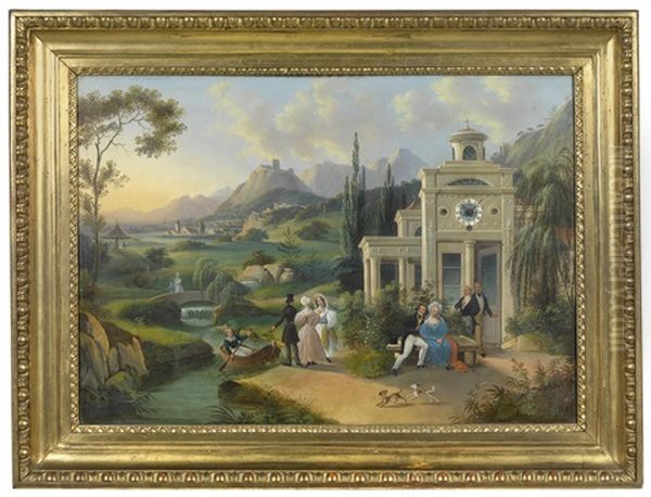Bilderuhr Mit Musikspielwerk - Darstellung Des Kurortes Baden Bei Wien - view 1