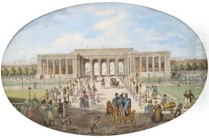 Das Ausere Burgtor Am Wiener Heldenplatz Mit Reitern Und Flaneuren by Carl Ludwig Hoffmeister