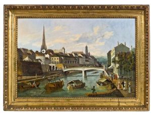 Bilderuhr Die Ferdinandsbrucke In Wien by Carl Ludwig Hoffmeister