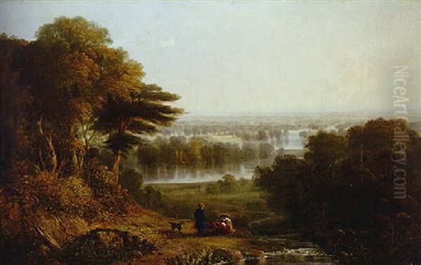 Richmond Park With A Family Seated In The Foreground - view 1