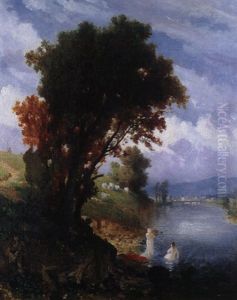 Landschaft Mit Fluss by Ludwig (Hofmann-Zeitz) Hofmann