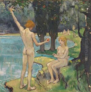 Adam Und Eva (paradies) by Ludwig Von Hofmann