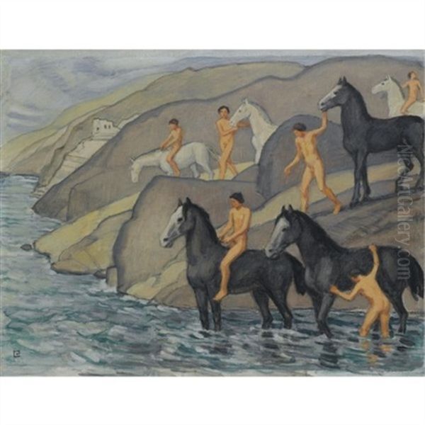 Zug Zur Schwemme (leading Their Horses To Water) - view 1