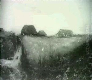 Abendliche Landschaft Mit Hausern by Ludwig Von Hofmann
