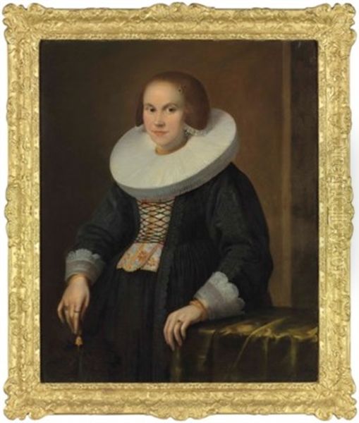 Portrait Of A Young Lady, Half-length, Holding A Feather - view 1