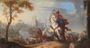 Reitergefechte Zwischen Christlichen Und Osmanischen Soldaten (pair)