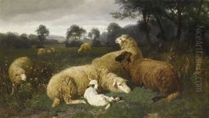 Ruhende Schafe by Johann Baptist Hofner