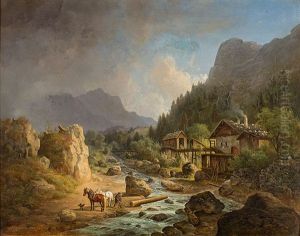 Sommerliche Gebirgslandschaft Mit Flusslauf