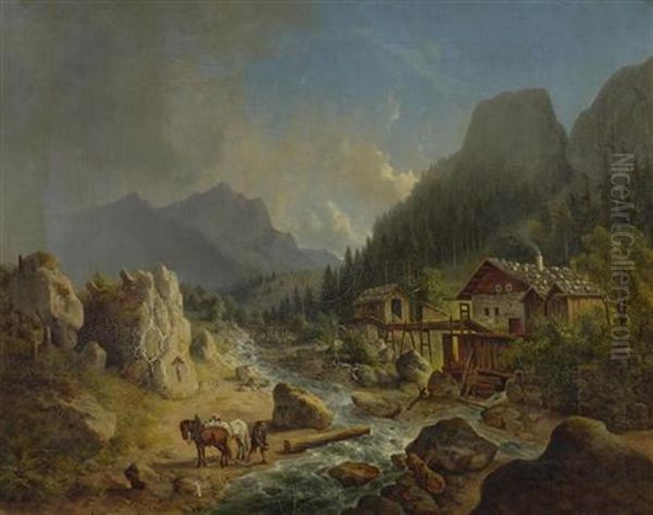 Gebirgslandschaft Mit Bach - view 1