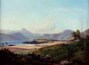 Sommertag Am Traunsee Mit Weideszene