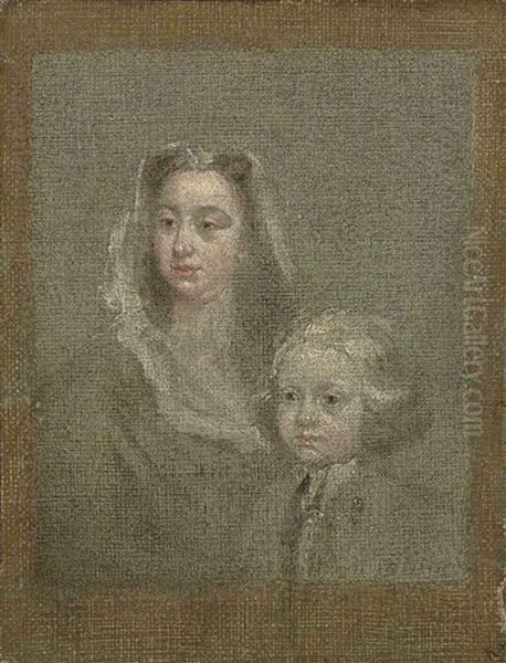 Head Study Of A Lady With Her Son - view 1