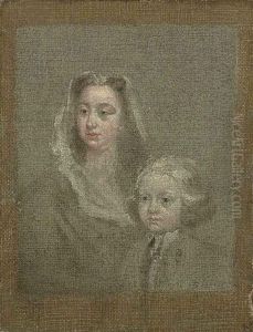 Head Study Of A Lady With Her Son by William Hogarth