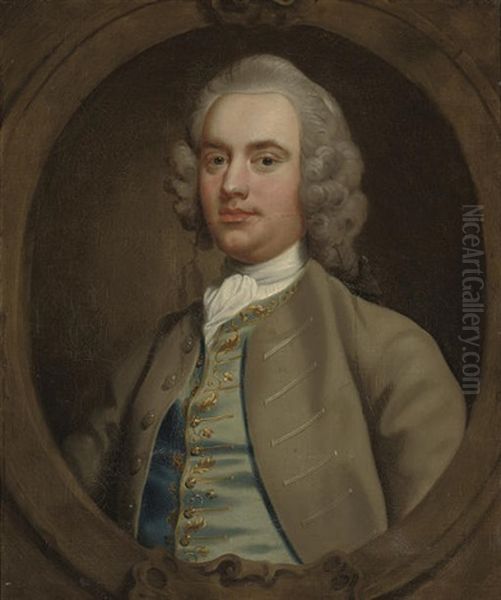 Portrait Of A Gentleman (francis Turner Esq?) In A Blue Embroidered Waistcoat - view 1