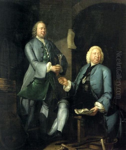 Deux Hommes Trinquant Dans Un Interieur - view 1