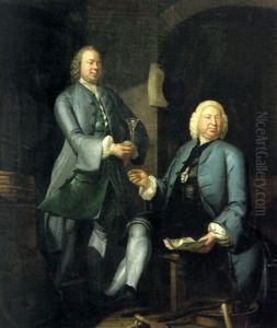 Deux Hommes Trinquant Dans Un Interieur by William Hogarth