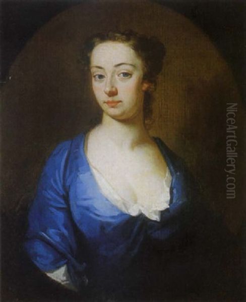 A Portrait Of A Lady In A Blue Dress - view 1