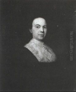 Portrait Of A Lady, Half-length, Believed To Be Lady Townsend, Wearing A Black Dress And Black Plumed Hat by William Hogarth