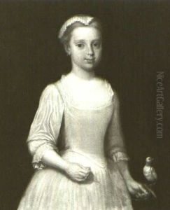 Portrait Of A Girl Holding A Bird by William Hogarth