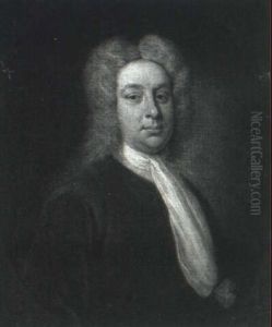 Portrait Of A Gentleman, Half-length, Wearing A Brown Jacket And White Shirt by William Hogarth