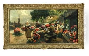 Flower Market At Haarlem by Rudolf Alfred Hoeger